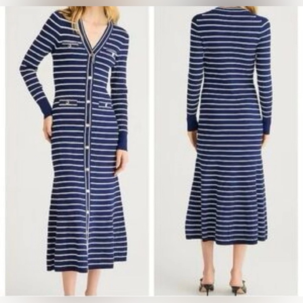 J. Crew Long Sleeve Ribbed Button Up Midi Sweater Dress XS